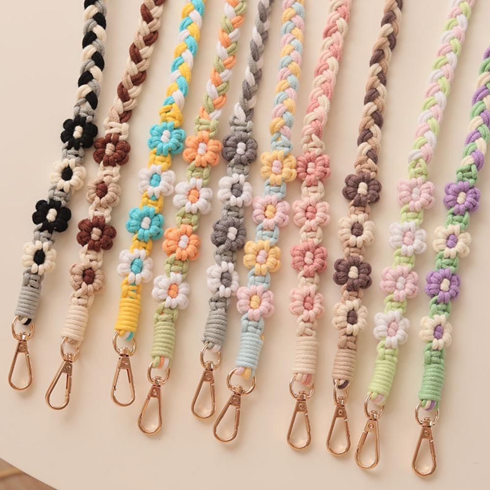 Handgefertigte Blume Gewebte Kette Anti-Verlust Tasche Geflochtenes Seil Gewebte Gänseblümchen Blume Hängende Kette Einkaufen