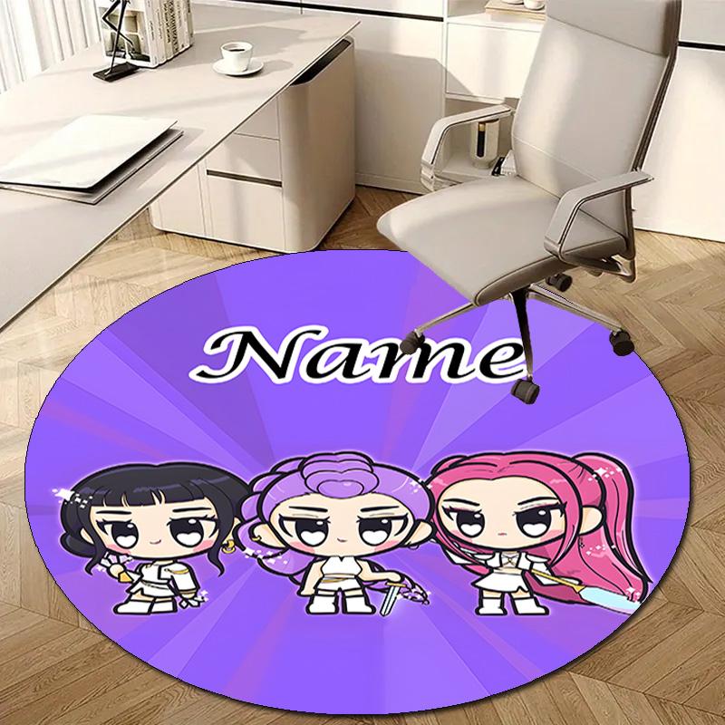 Personalized K-KPop Demon Hunters Round Chair Office Rug - Perfect for Mat, Office Chair & More - Ideal Gift for Birthdays and Holidays