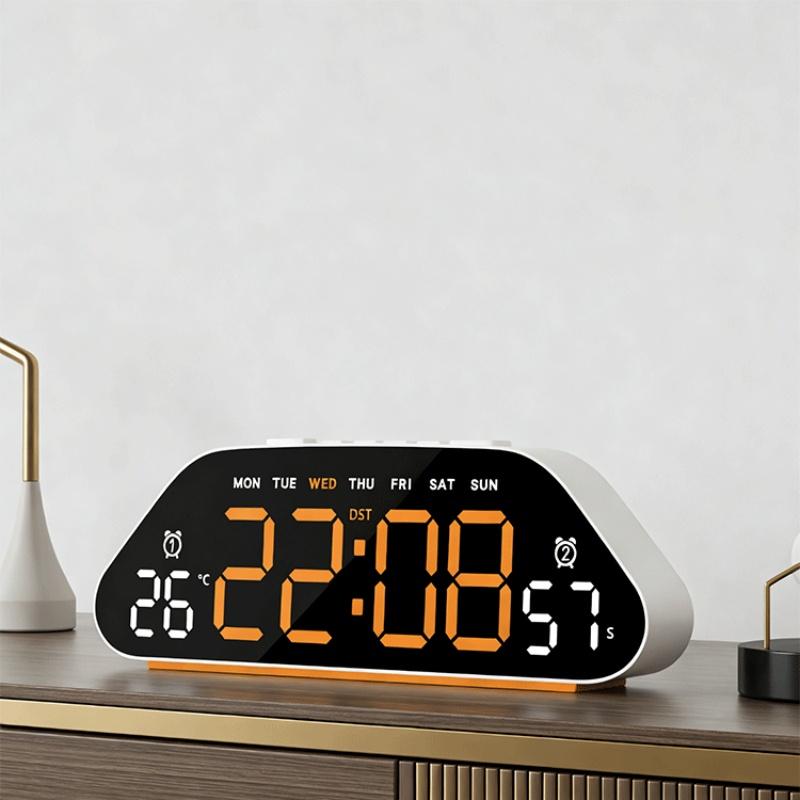 LED Digital Alarm Clock Temperature Week Date Display Timer Brightness Adjustment Electronic Table Clock with Ambient Light