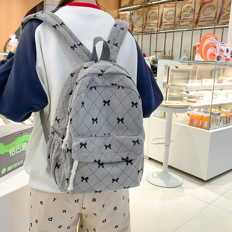 Schoolbag Schoolbag Girl College Style Bow Schoolbag Korean Version Harajuku Large Capacity Strip Backpack Cute Sweet Backpack