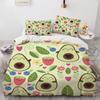 Cartoon Avocado King Queen Duvet Cover Fruit Funny Expression Bedding Set for Kids Teens Adult Green Quilt Cover with Pillowcase