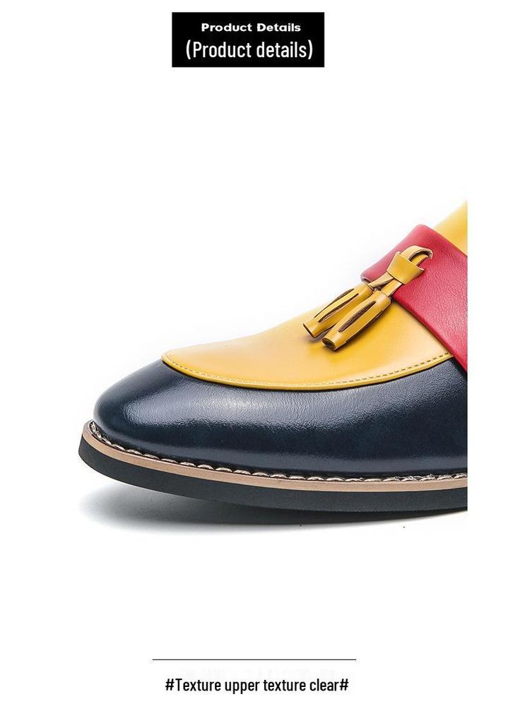 Mocassini Casual da Uomo in Pelle - Design Retro Color Block con Nappine