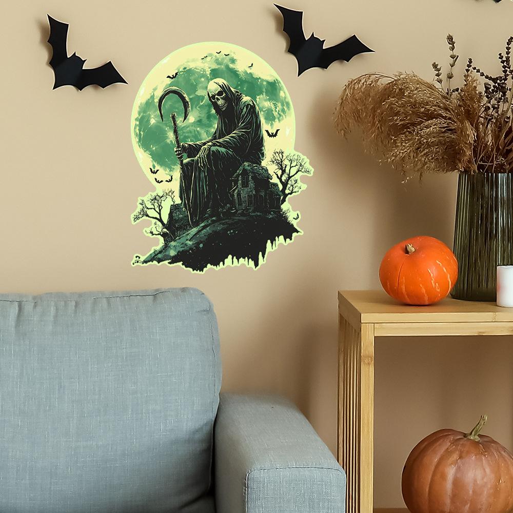 Halloween Night Light Eerie Skull Head Bedroom Living Room Home Background Atmosphere Decoration Wall Stickers