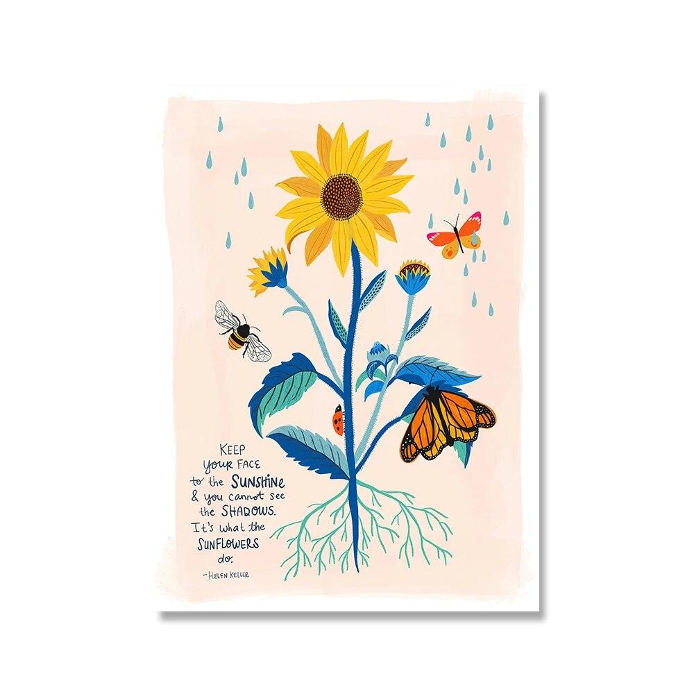 Anatomical Heart with Flowers Floral Posters and Prints Inspirational Quote Wall Art Lover Women Picture Canvas Painting Decor No Frame