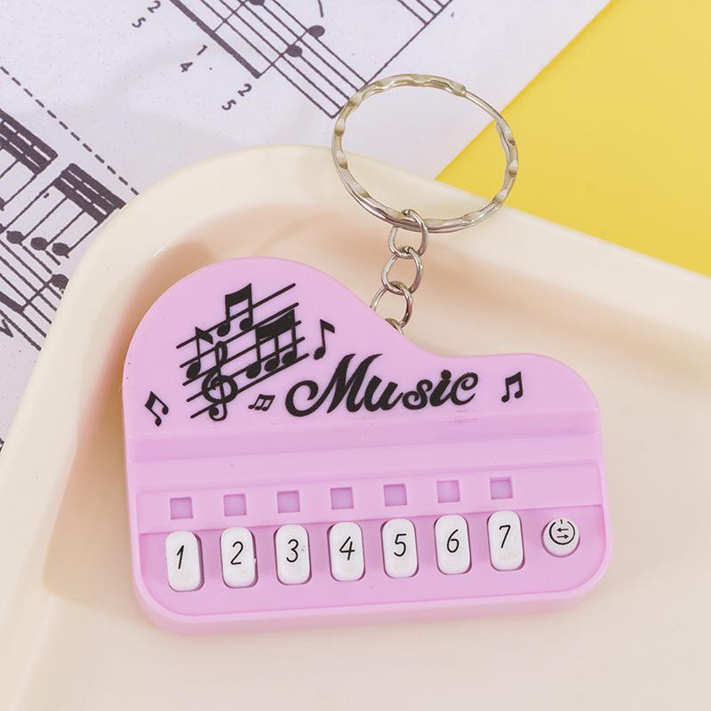 Mini Functional Piano Keychain Playable Buttons Soft Touch Cute Cartoon Music Pattern Creative Gift for Students