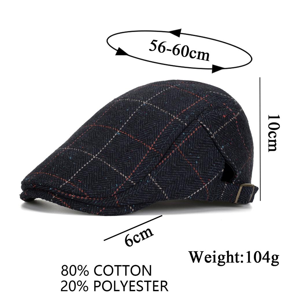 Plaid Beret Men's Autumn Winter Thick British Woolen Peaked Cap Newsboy Caps for Men Forward Cap Paintsman's Cap Driver Ivy Hat