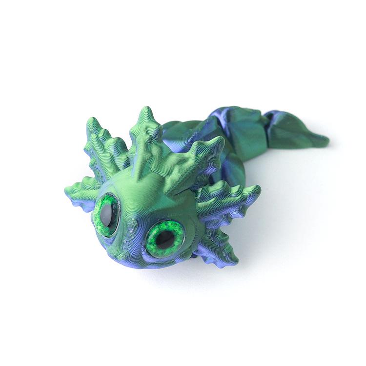 3D Printed Multicolor Articulated Salamander Toy Figurine