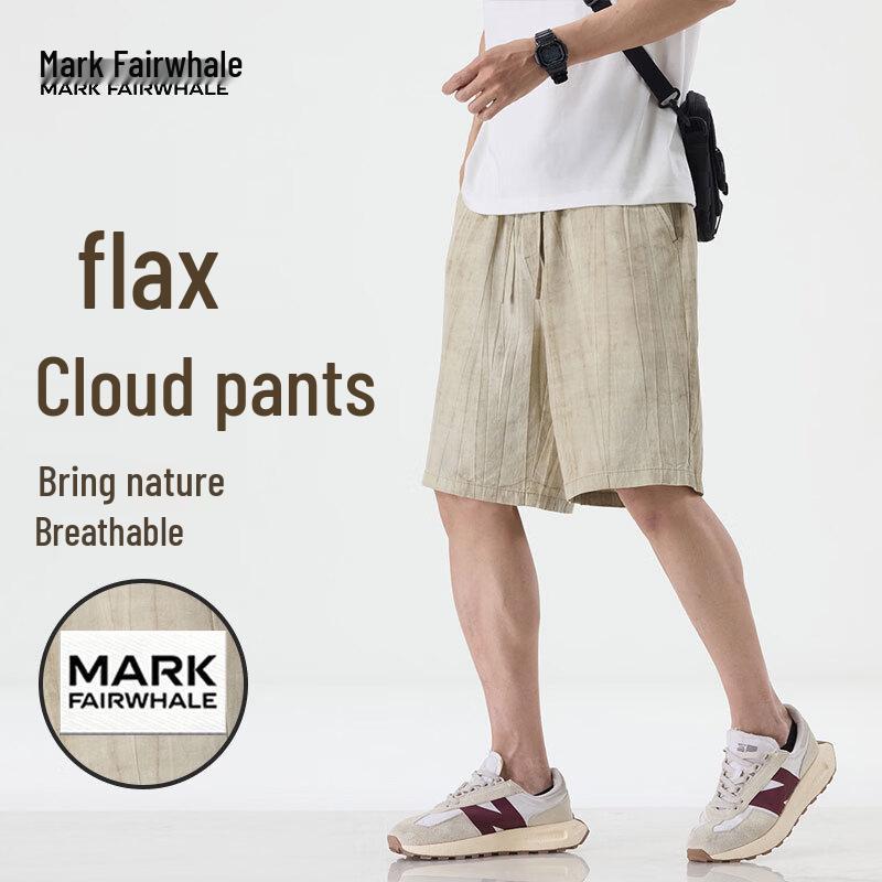 MARK FAIRWHALE Men s Summer Tie-Dye Lyocell Linen Quick-Dry Shorts M