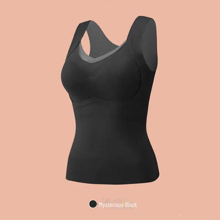 

«Бесшовный терможилет с нагрудными накладками»: Формирующий фигуру, подтягивающий живот, утолщенный и теплый катионный материал. L (50-60 kg)