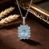 925 sterling silver necklace pendant natural Sky Blue Topaz elegant and noble for women anniversary & banquet & engagement gift