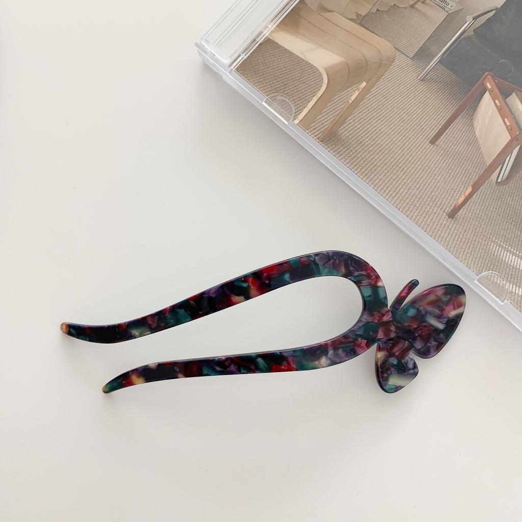 Mode Acetat Haarstäbe für Frauen Schmetterling Haarspangen Nadeln Minimalistisch Bunt U-Form Mädchen Haarnadeln Haarknotenmacher Kopfschmuck