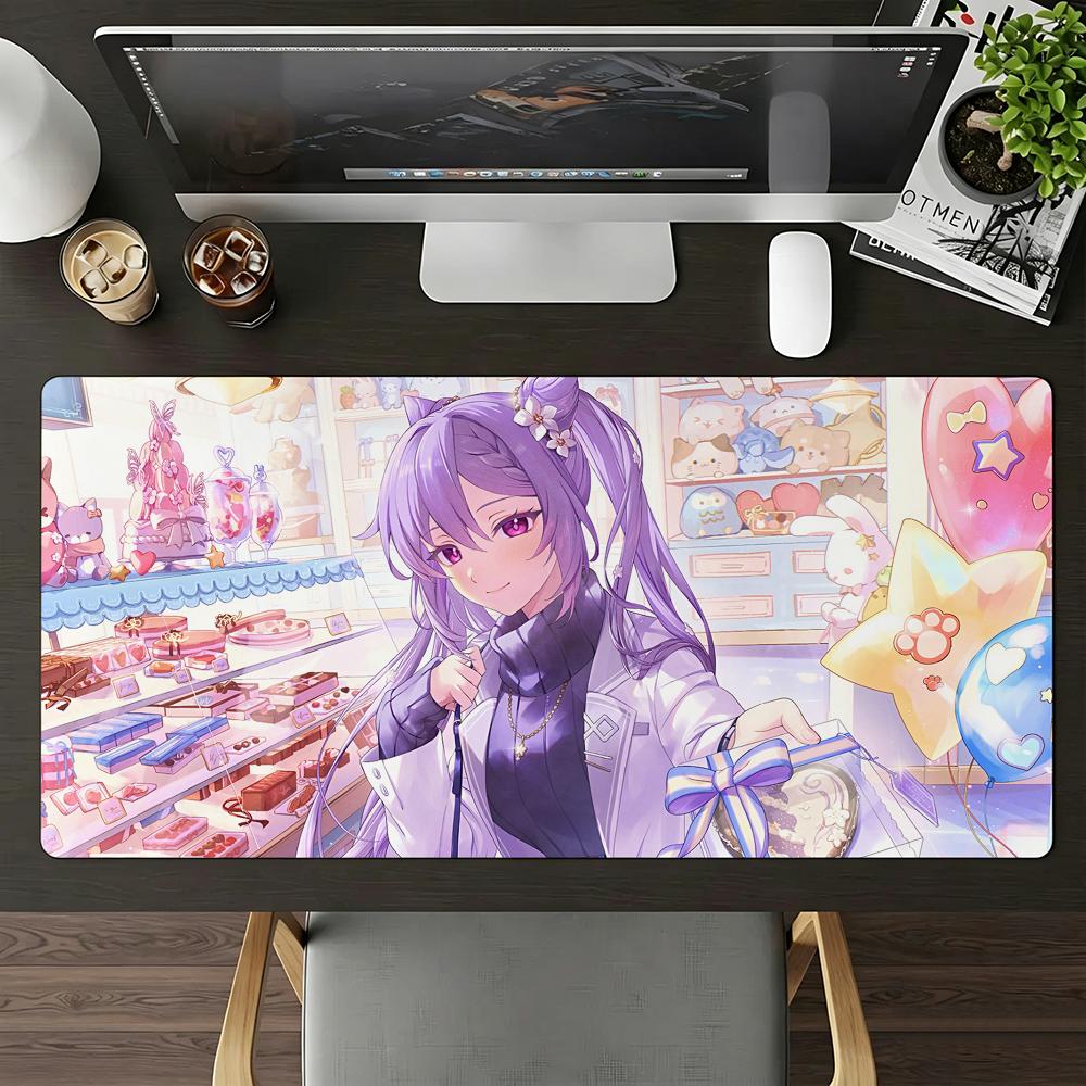 Genshin Impact Keqing Mouse Pad Large Nonslip Waterproof Mat Stitched Edge Keyboard Pad For Gaming Daily Office