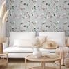 VEELIKE Floral Wallpaper Stickers, Japanese Style, Plum Blossoms and Butterflies, Gray, Remake Sheet, Cutting Sheet, Renovation, Interior Decor, Wallp