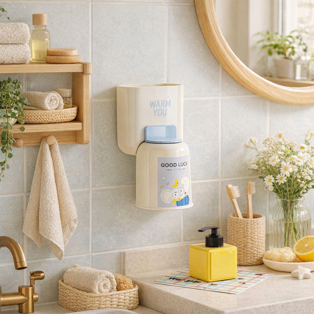 Süßer Wandmontierter Zahnbürstenhalter Stanzfreier Zahnpastaklip Mundspülbecher-Haken Badezimmer