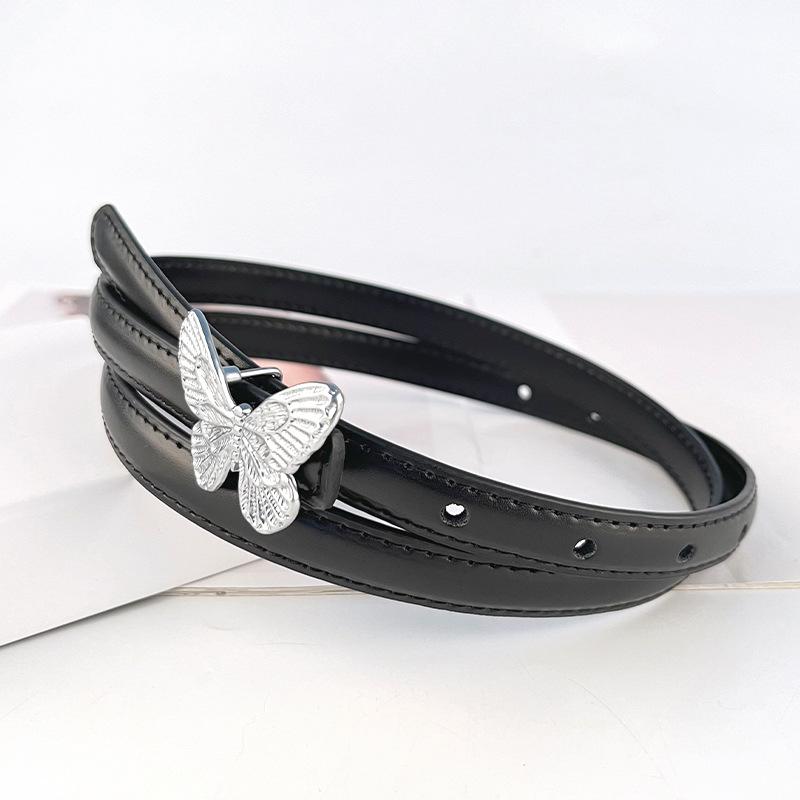 Fine Leather Women'S Belt With Casual Pants, Short Skirt, Jeans Belt, Butterfly Belt.