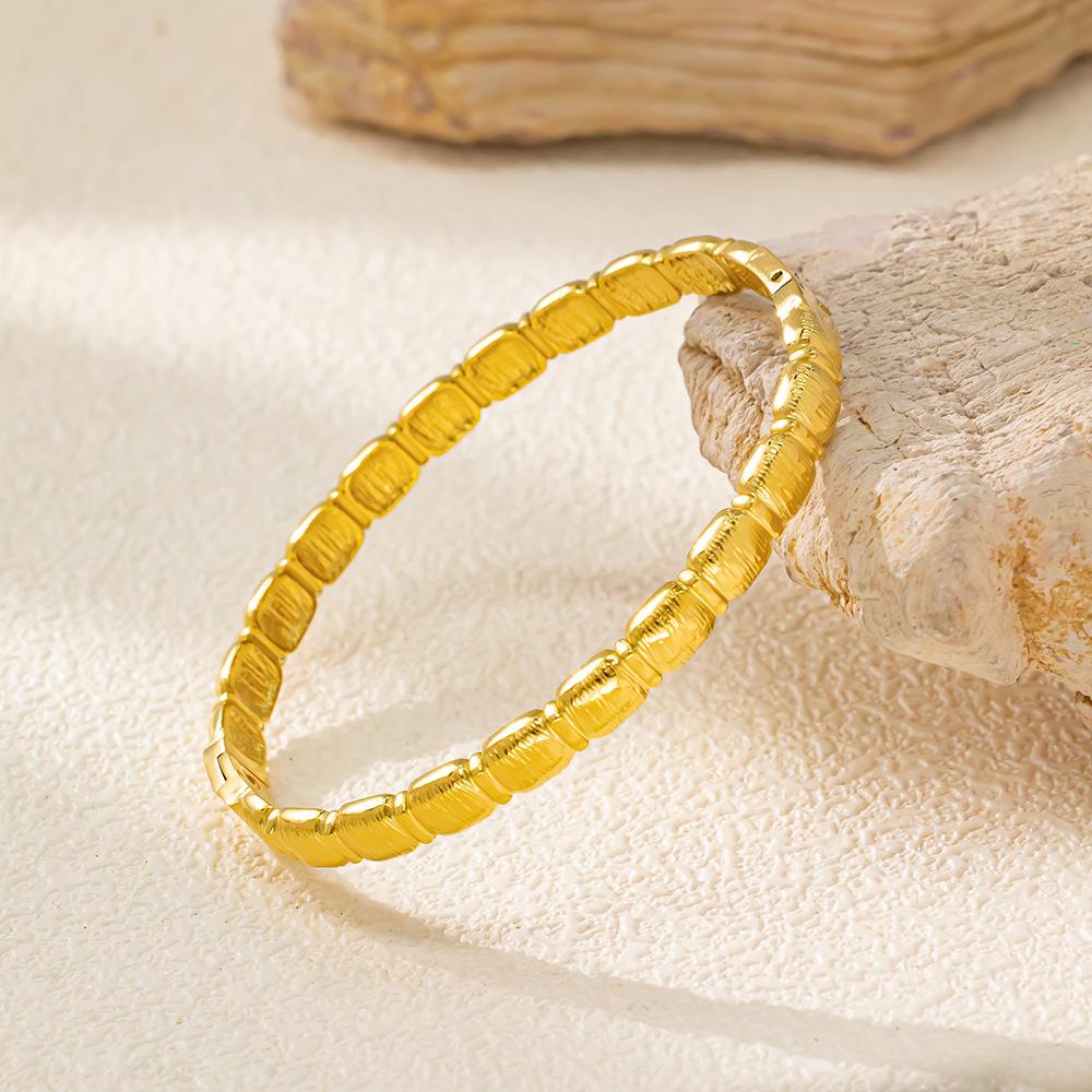 Open Bracelet Gold Bean Dot Electroplating 18K Real Gold Does Not Fade, Bamboo Bracelet Jewelry