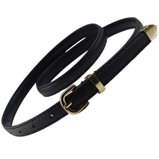 Women All Match Fashion Skinny Waist Belt Faux Leather Buckle Narrow Waistband