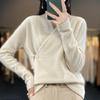 100% Pure Wool Women's Cross-Button Sweater - Trendy Autumn/Winter Base Layer Cashmere