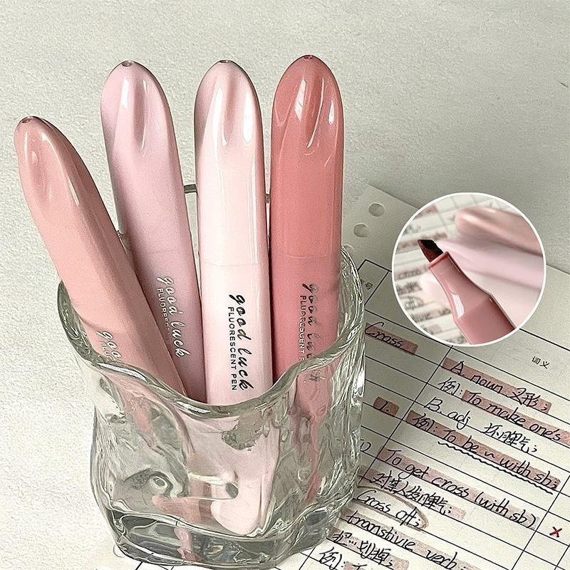 4pcs Morandi Color Dream Pastel Highlighter Pens Set Soft Tip Oblique Marker Liner for Drawing And Painting