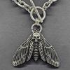 Alternative Style Death Moth Pendant Necklace 44cm Alloy Neck Chain Gothic Jewelry for Dark Aesthetic Wardrobe