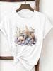 (Asian Size) butterfly lovely trend  Clothing T Shirt Print Female Woman Women Fashion Tee Top Short Sleeve Graphic T-shirts