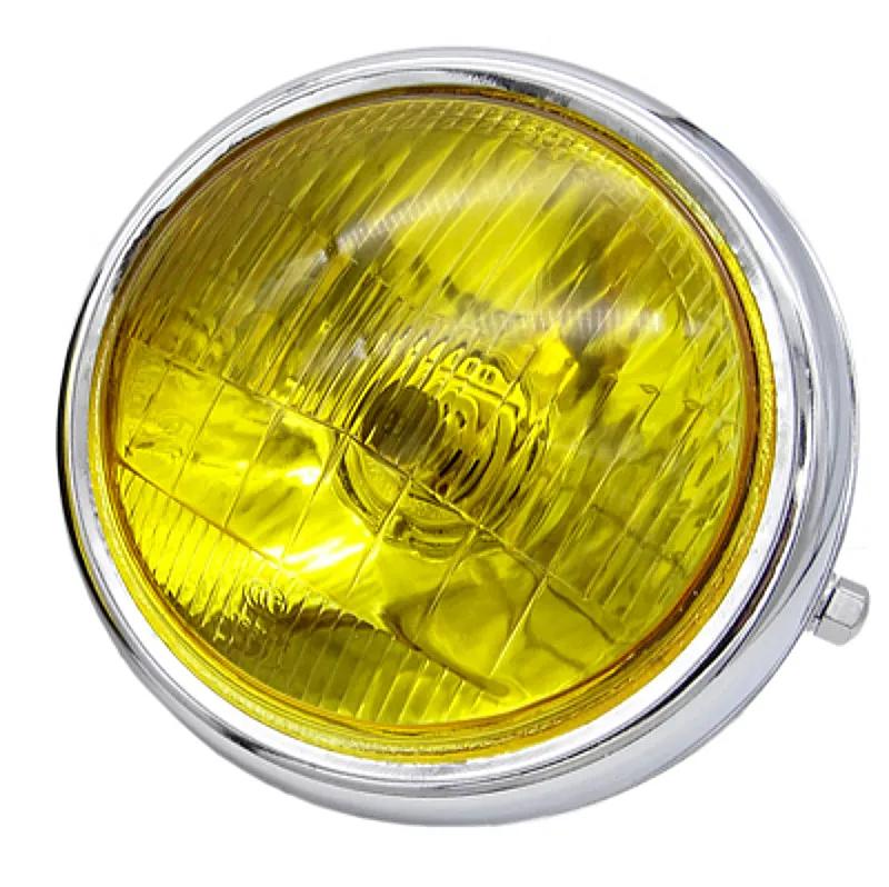 1 Pcs Motorcycle Retro Headlight Motorbike Transparent / Yellow Lens Halogen Round Front Headlamp Fit For Harley CG125 GN125