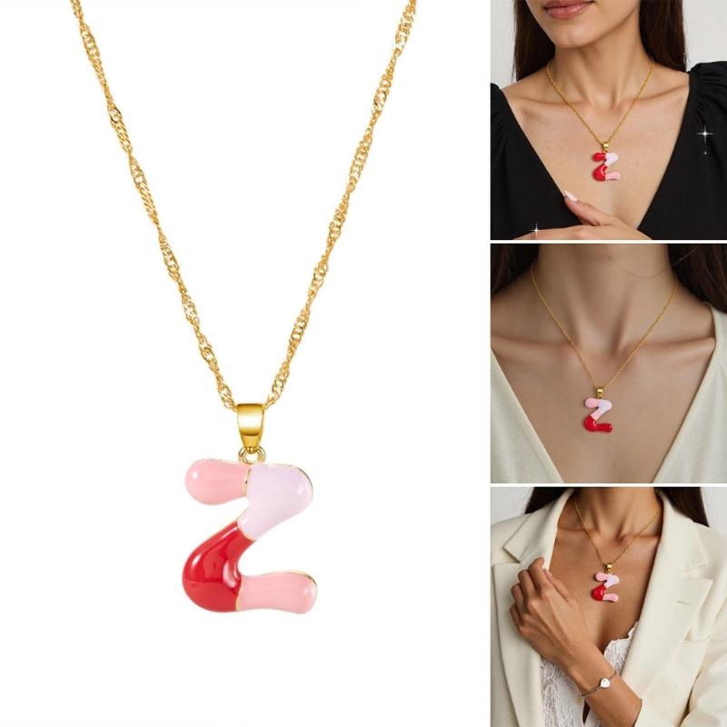 Personalized Colorful Letter Alloy Necklace Adjustable Chain Everyday Wear Letter Pendant Chokers For Women Unique Gift