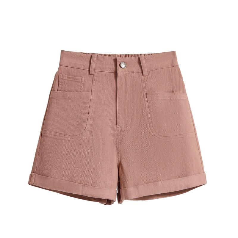 DIMANAF Übergröße 2025 Damen Shorts Hosen Sommer Locker Harem Jeans Kurz Basic Hohe Taille Elastischer Bund Uni Hosen