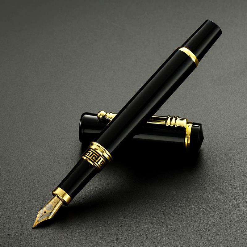 Iridium Nib Electroplated Piano Lacquer Metal Fountain Pen Business Meeting Gift Engraving Pen