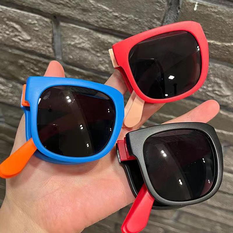 Kids Outdoor Foldable Sunglasses Baby Boys Girls Travel Goggle Shades Eyewear Vintage Square Frame Uv Sun Glasses For Children