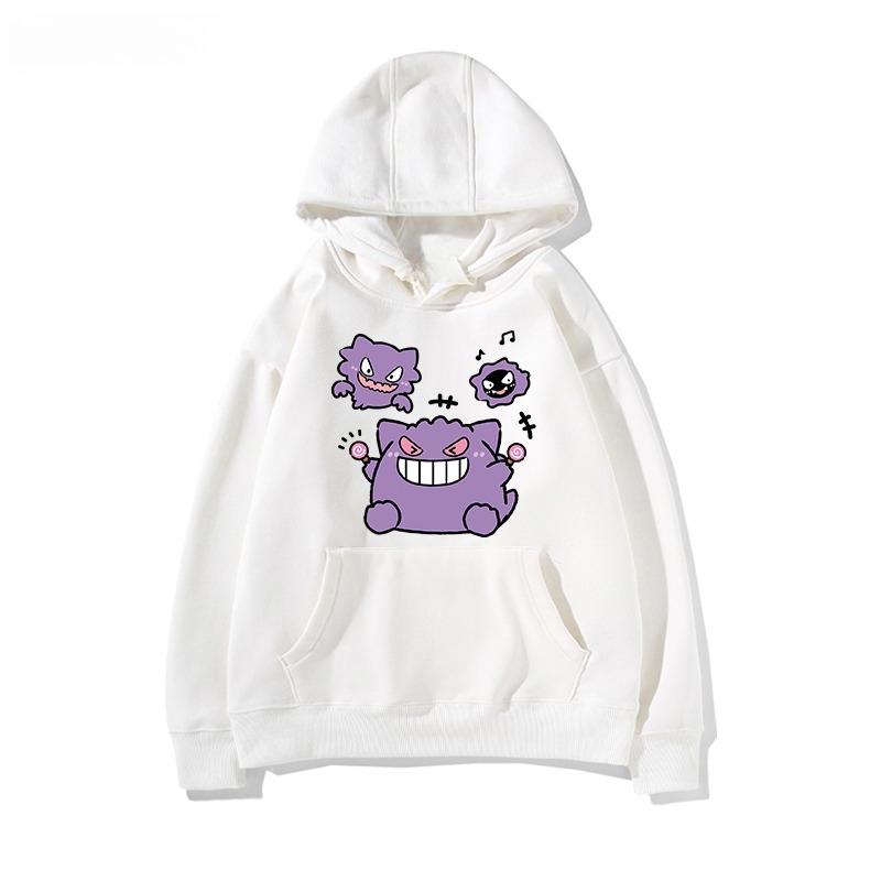 Pokémon Cartoon Cute Gengar Print Hoodie for Men and Women Autumn_winter New Y2K Harajuku Large Size Casual Trend Sweater Top