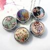 Metal Round Natural Flowers Pill Boxes Holder 3 Grids Medicine Case Small Portable Case Container Splitters