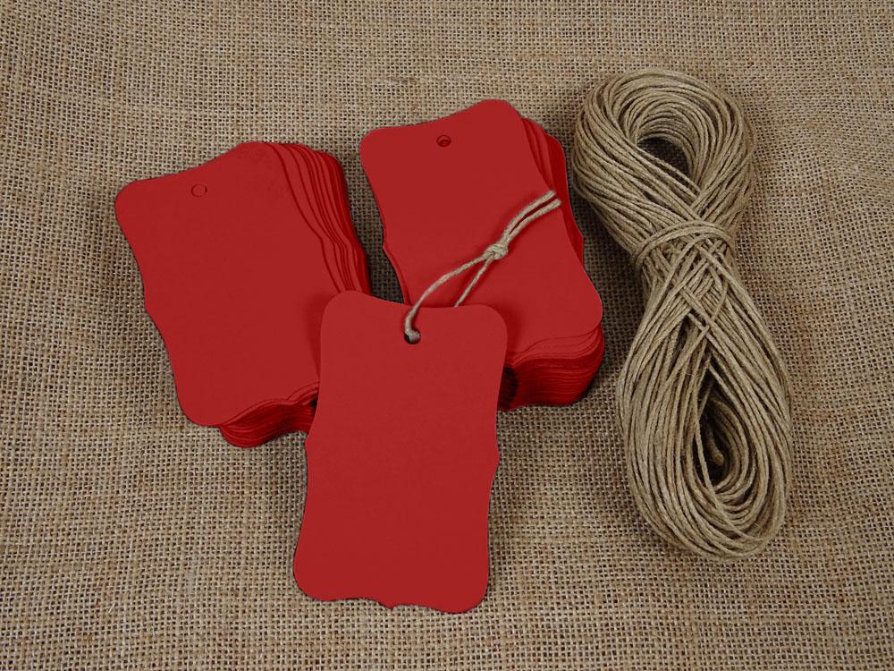 100 peças de etiquetas para pendurar lembrancinhas de casamento Bonbonniere, cartão de presente, formato retangular, com barbante de juta natural grátis