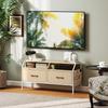 Industrial-Style TV Stand Cabinet - Natural Wood Finish