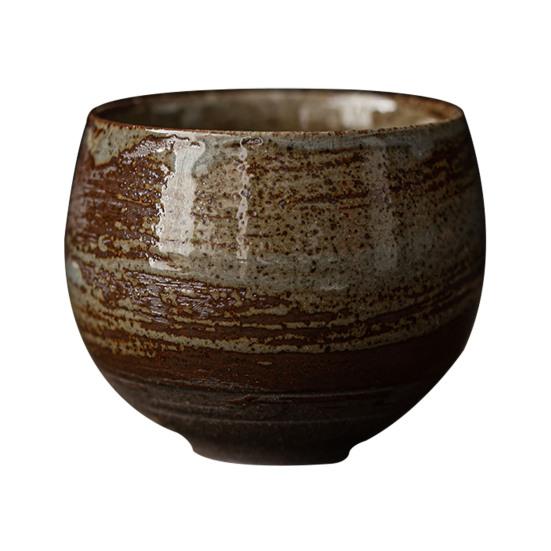 Handmade Stone Pottery Tea Cup Japanese Wabi Aesthetics Unique Texture Imperfection Coffee Dessert Cup Desk Decor