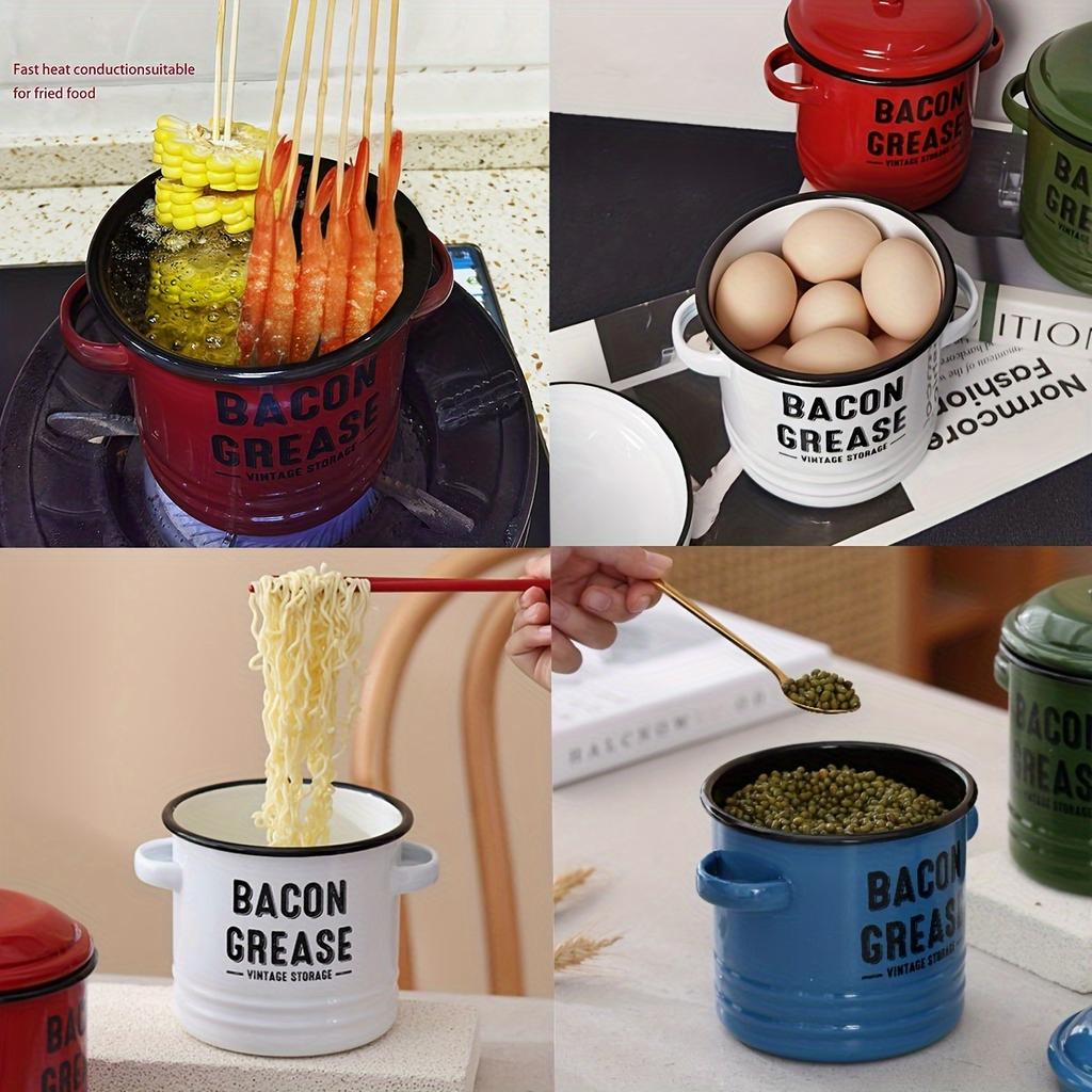 1pc Vintage Enamel Oil Can Set With Lid, Filter And Kitchen Shovel, Large Capacity Oil Storage Jar,Home Decor Cooking Oil Pot