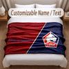 LOSC Lille FC Printed Flannel Blanket Custom Name Text Soft Warm Throw For Bedroom Holiday Gift
