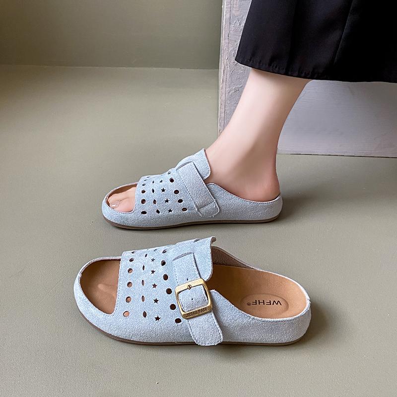 Fashion Shoes for Women 2025 New Open Toe Women's Slippers Fashion Outdoor Beach Casual Summer Belt Buckle Comfortable Flat Slippers