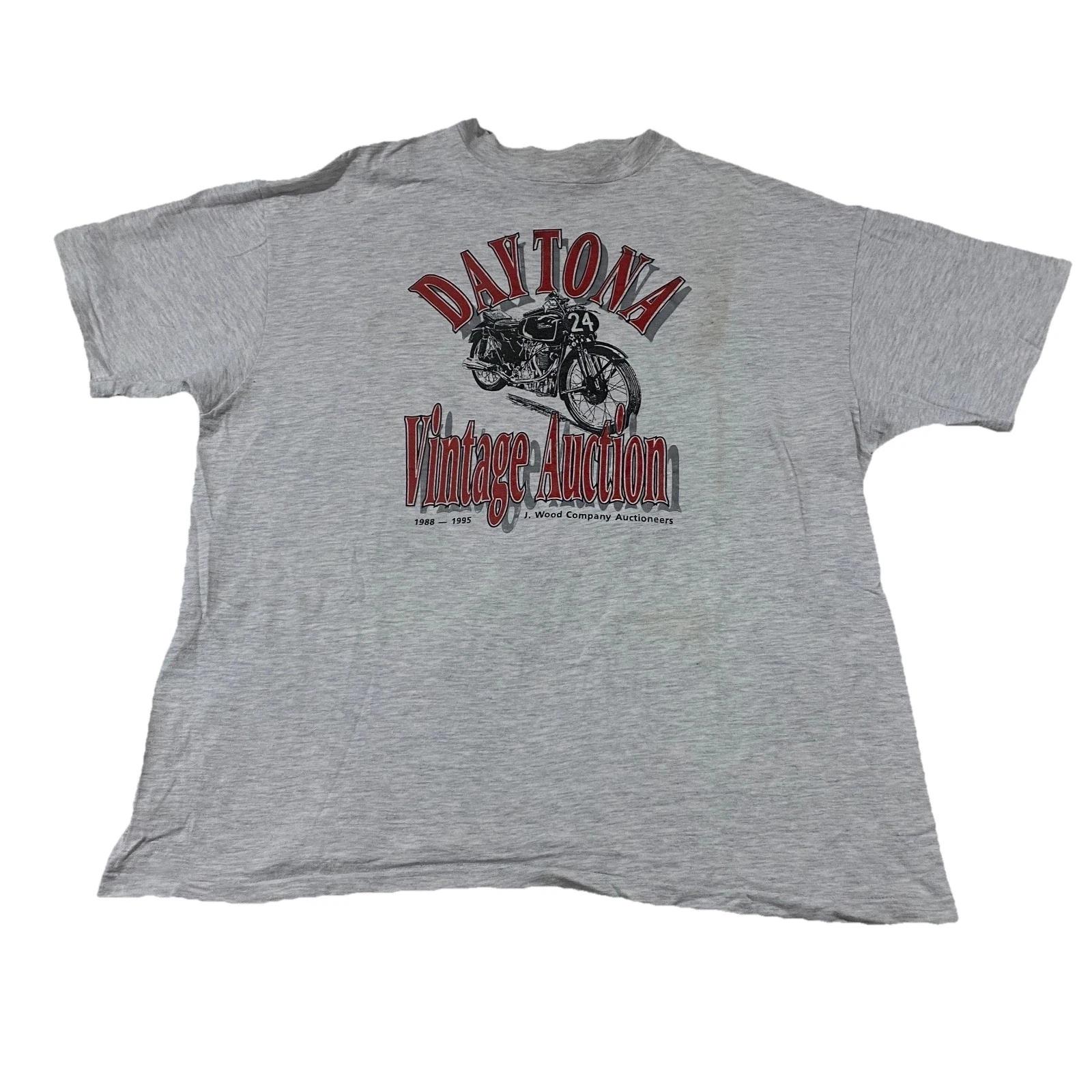 

Daytona Bike Week J. Wood Company Auction Motorcycle T-Shirt XL Grey Vintage 90s 3XL