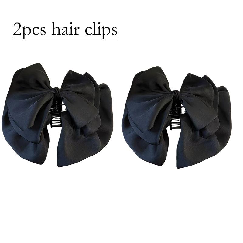 5pcs/set Women Hair Bows,Silky Satin Hair Clips for Girls,oversized Long Tail Hair Clips,large Cute and Aesthetic Hair Barrettes