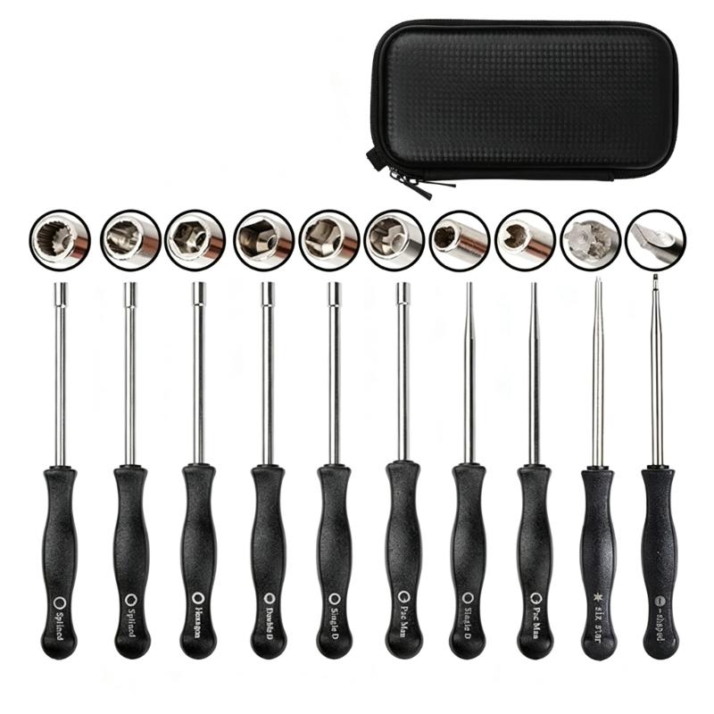Assorted Tip Carburetor Adjustment Screwdriver with Recessed Screw Access, Textured Grip Handles and Metal Rods