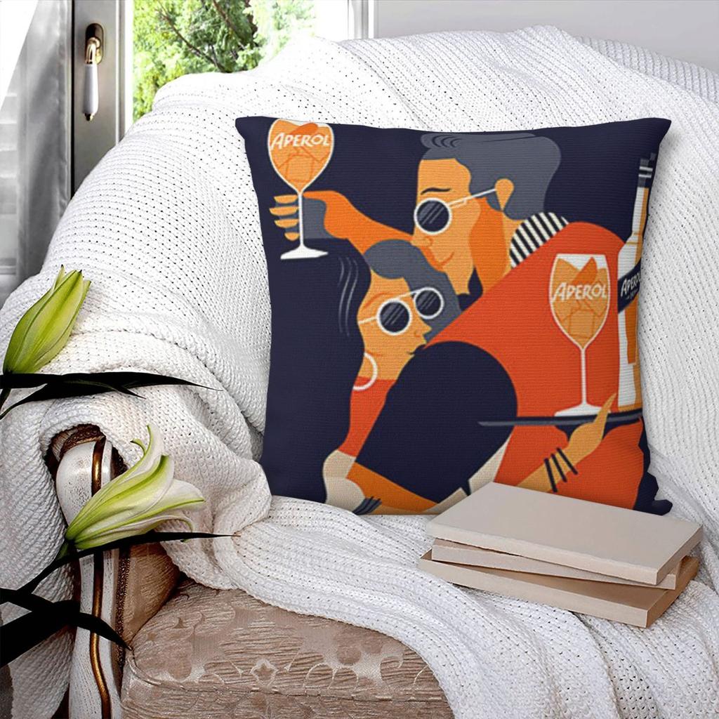 Aperol Spritz  Poster Square Pillowcase Pillow Cover Polyester Cushion Decor Comfort Throw Pillow for Home Car