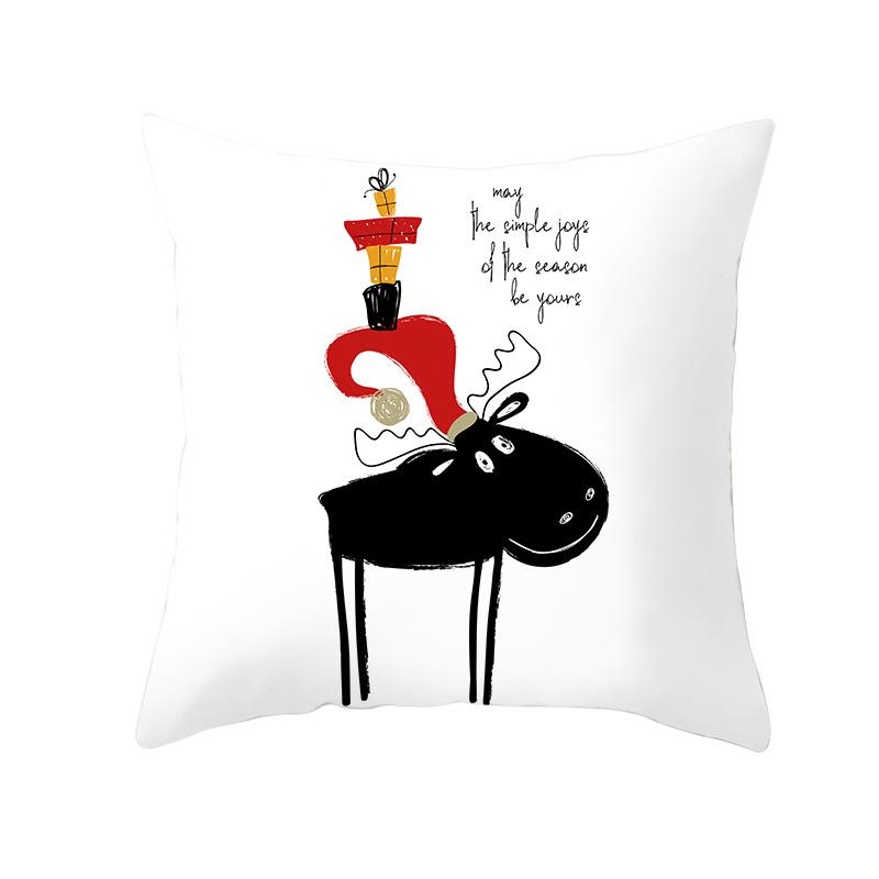 Cartoon Christmas Peach Skin Pillow Cover New Sofa Cushion Cover Square Cushion Pillow Cover