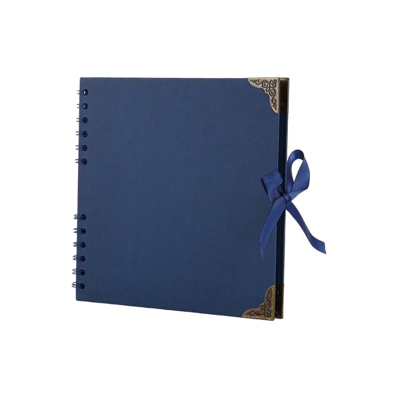 DIY Scrapbook Album 8palcová čtvercová prázdná stránka pro uchování vzpomínek Papír 30 listů Držák na fotografie Kniha vzpomínek s mašlí