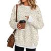 Women's Leopard Print Two-Piece Long Sleeve Round Neck Pullover Top for Casual Wear