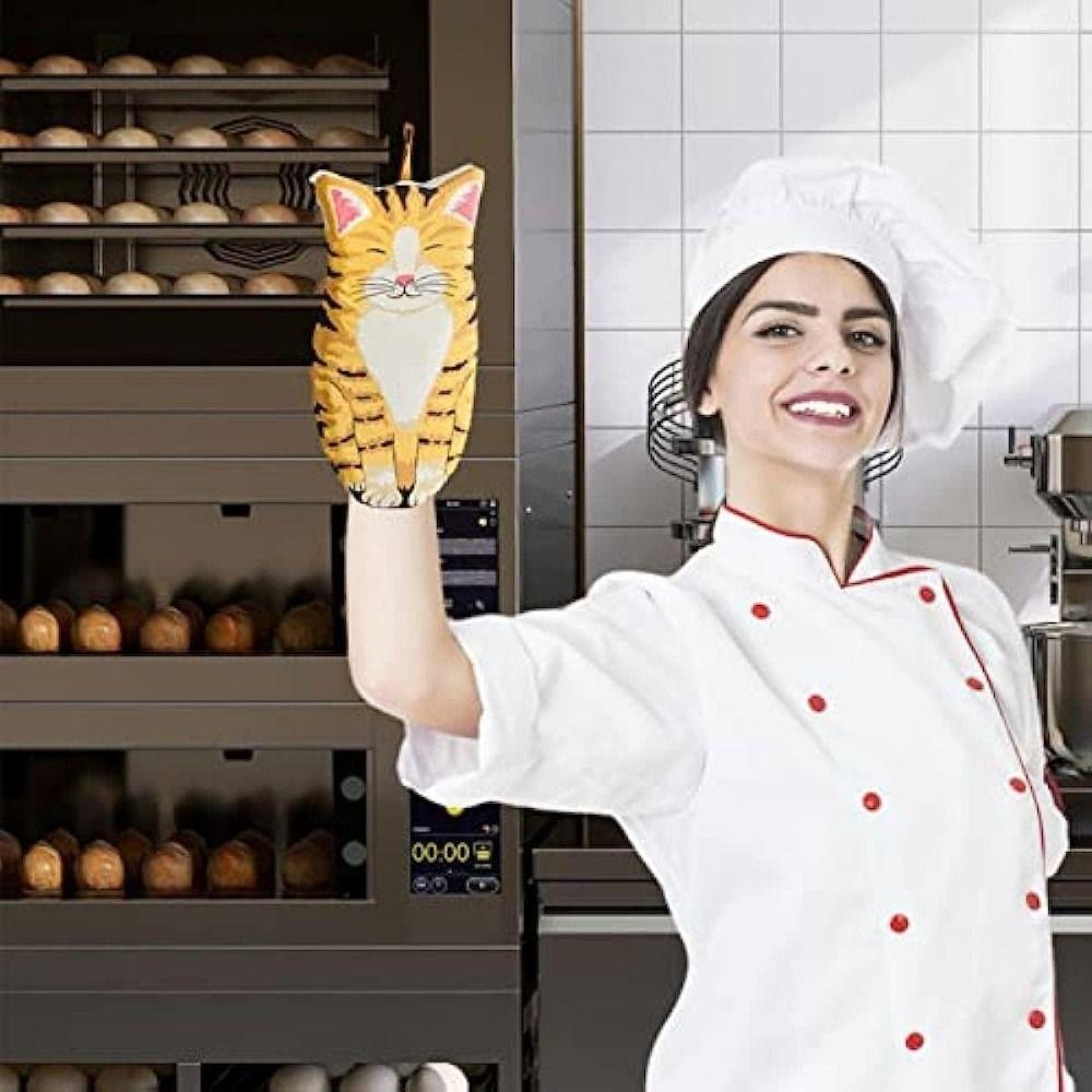 Heat Resistant Cartoon Baking Gloves Insulation Cotton Oven Potholder Kitchen Handschoen  BBQ