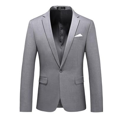 2024 Men's Plus Size Single-Breasted Solid Color Casual Business Suit Jacket