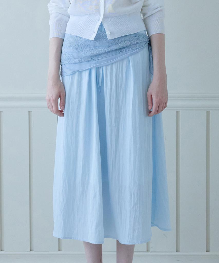 Hillioteu Soft Summer Flare Skirt_Sky Blue