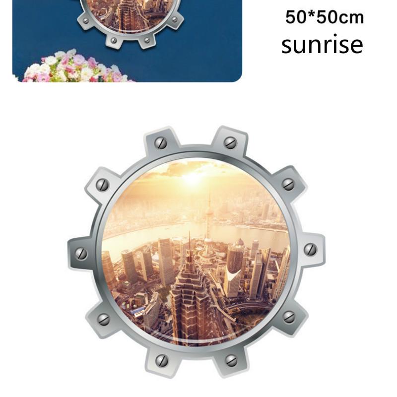 3D настенная живопись, украшение дома, настенные наклейки, прекрасный вид на город, наклейка sunrise
