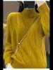2024 Women's 100% Wool Half-High Collar Twist Sweater - Thick, Solid Color, Loose Fit, Slim Knit